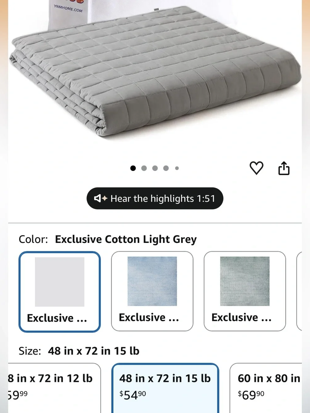 Cooling Weighted Throw Blanket in Light Gray